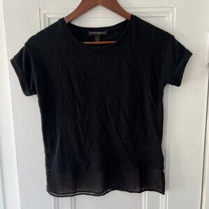 Banana Republic Black Sheer Hem T-Shirt – Size XXS